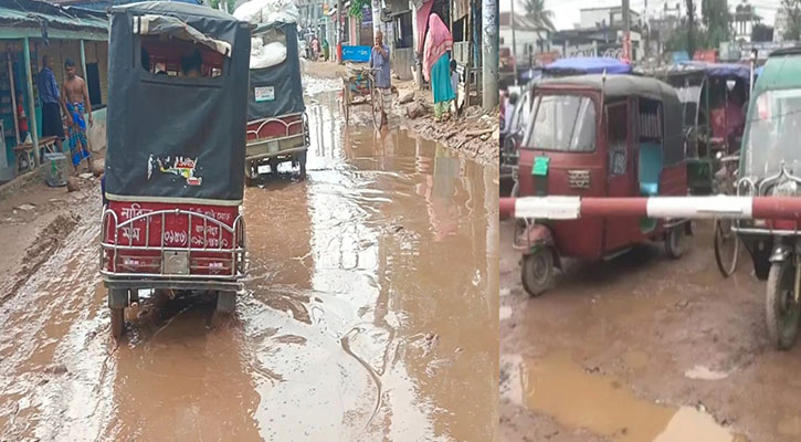 গাজীপুরে দুই সড়কের বেহাল দশা, পথচারীদের চরম দুর্ভোগ 