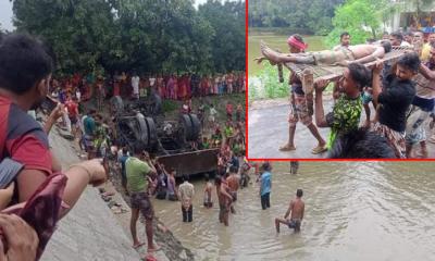 সিমেন্টবোঝাই ট্রাক খাদে, ২ শ্রমিক নিহত