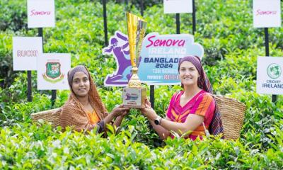 চা বাগানে টি-টোয়েন্টি ট্রফি উন্মোচন দুই অধিনায়কের