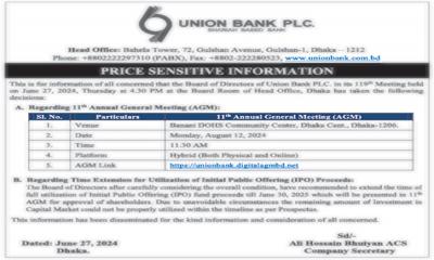 Price Sensitive Information: Union Bank PLC.